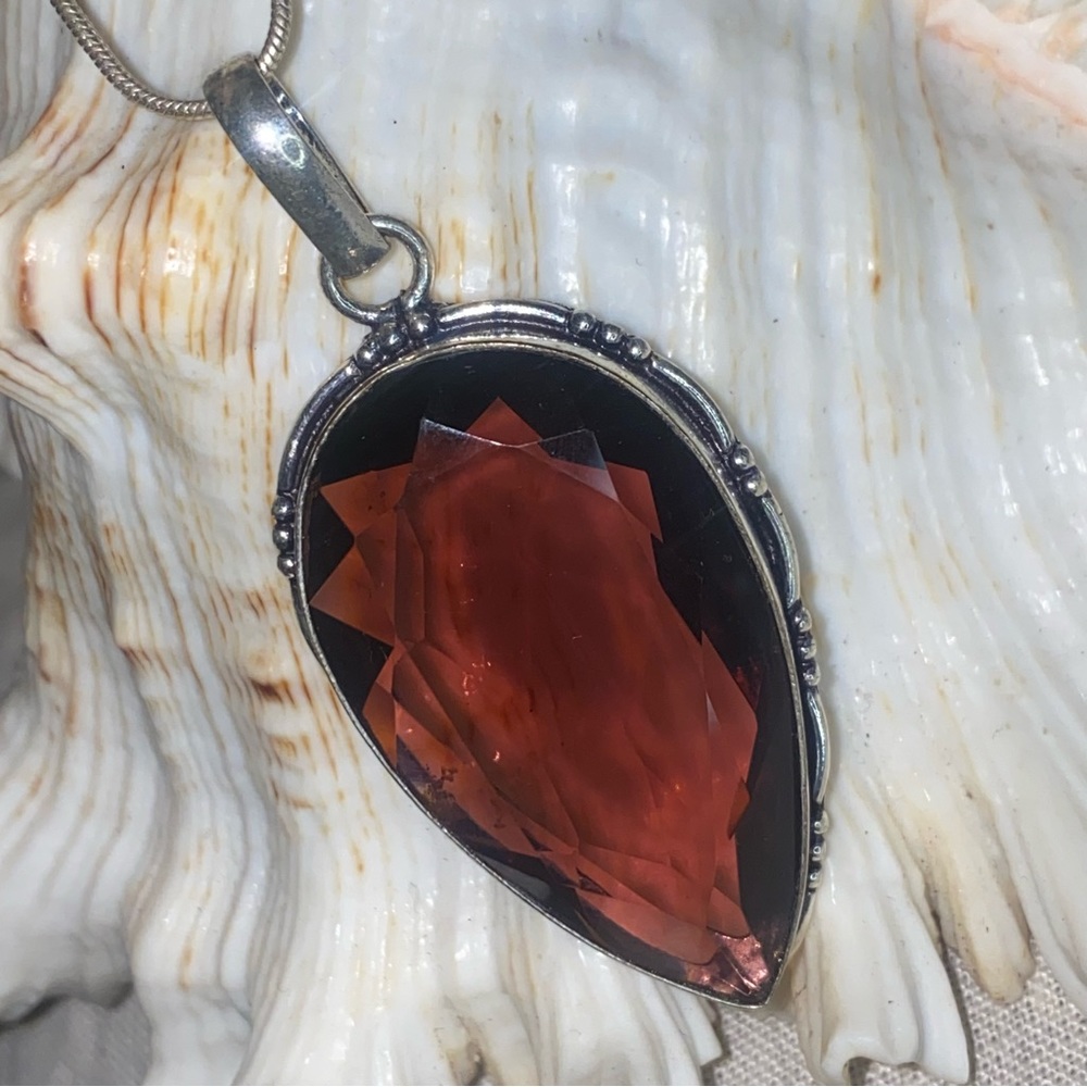 Smokey Quartz handcrafted faceted teardrop Pendant